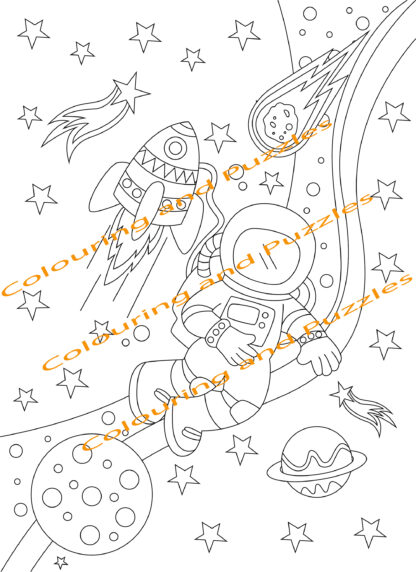 Children's Colouring book More Fun In Space printable digital download for kids colouring pages - Image 4