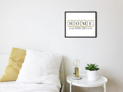 Decorative wall art hanging picture print at home art to frame either black or with "gold" accents A4 landscape format