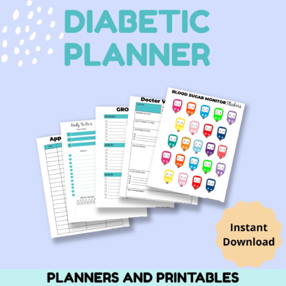 Diabetic Printable Planner digital download print at home