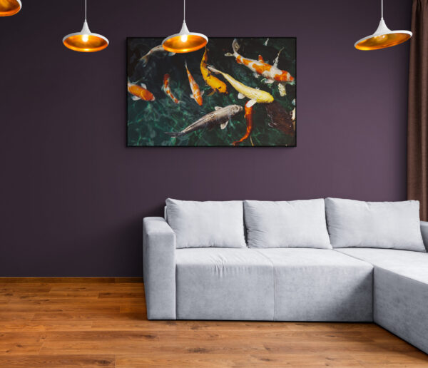 Feng Shui Wall Art - 9 Koi Fish, Wall Art For Living Room & Office, North Wall or Southeast corner, Feng Shui for Longevity/Abundance - Image 2