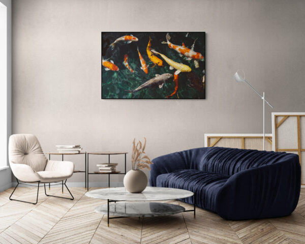 Feng Shui Wall Art - 9 Koi Fish, Wall Art For Living Room & Office, North Wall or Southeast corner, Feng Shui for Longevity/Abundance - Image 3