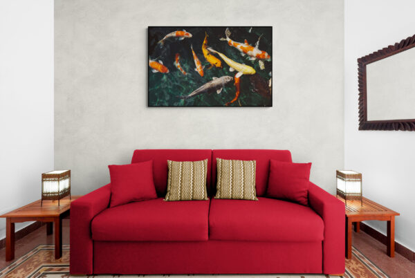 Feng Shui Wall Art - 9 Koi Fish, Wall Art For Living Room & Office, North Wall or Southeast corner, Feng Shui for Longevity/Abundance - Image 4