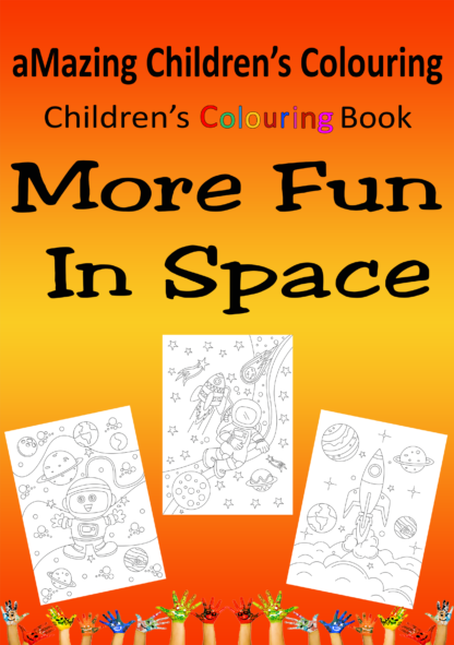 Children's Colouring book More Fun In Space printable digital download for kids colouring pages