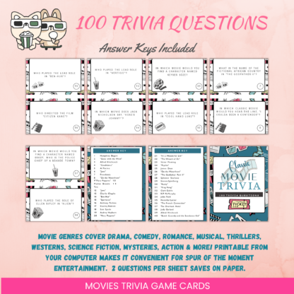 Classic Movies Trivia Game Cards - Image 2