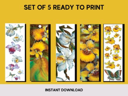 Set of 5 Orchid Themed Printable Bookmarks floral design home printable PDF instant download - Image 3