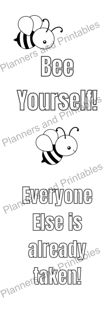 Set of 10 Bee Positive affirmation Printable Bookmarks to colour home printable PDF instant download - Image 7