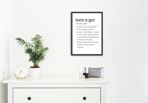 Funny Definition of Teenager Digital Print, Wall Art PRINTABLE. Funny Teen Gift - Image 2