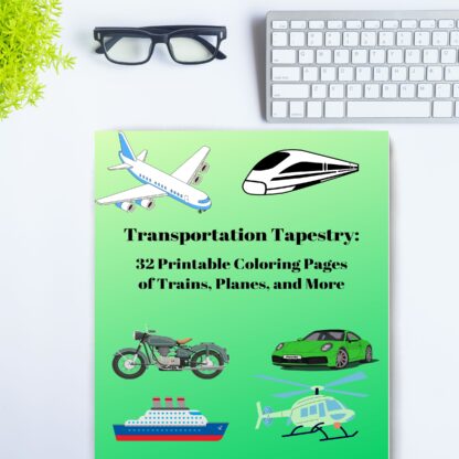 Transportation Tapestry: 32 Printable Coloring Pages of Trains, Planes, and More...DIGITAL DOWNLOAD!