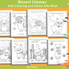 Llama Coloring, Coloring Page Bundle, Llama Coloring Pages for Kids, 30 Pages, Kids Joke Book, US Letter, Desert Llamas,Alpaca in the Desert - Image 10
