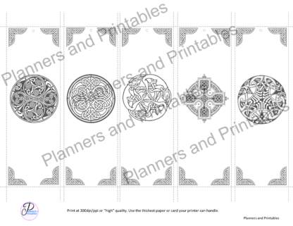 Set of 5 Celtic design Printable Bookmarks to colour home printable PDF instant download - Image 4