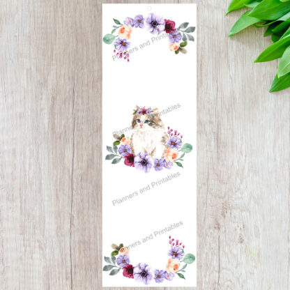 Set of 5 pretty Floral Cat themed Printable Bookmarks home printable PDF instant download - Image 5