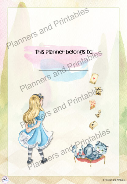 Alice in Wonderland themed Goal Planner 55 pages undated digital download print at home - Image 3