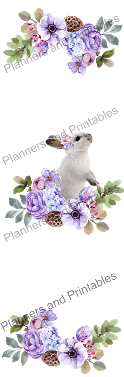 Set of 5 pretty Floral Bunny themed Printable Bookmarks home printable PDF instant download - Image 5