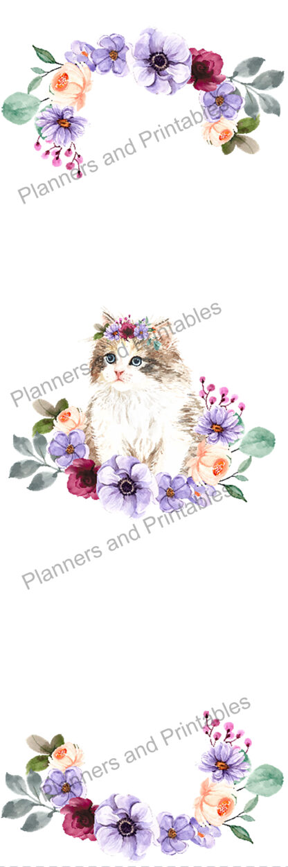 Set of 5 pretty Floral Cat themed Printable Bookmarks home printable PDF instant download - Image 6