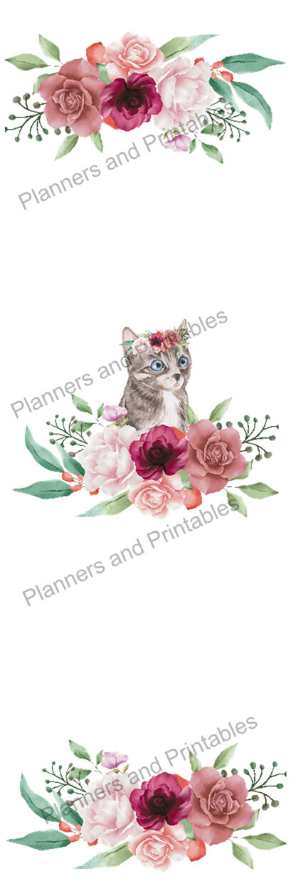 Set of 5 pretty Floral Cat themed Printable Bookmarks home printable PDF instant download - Image 7