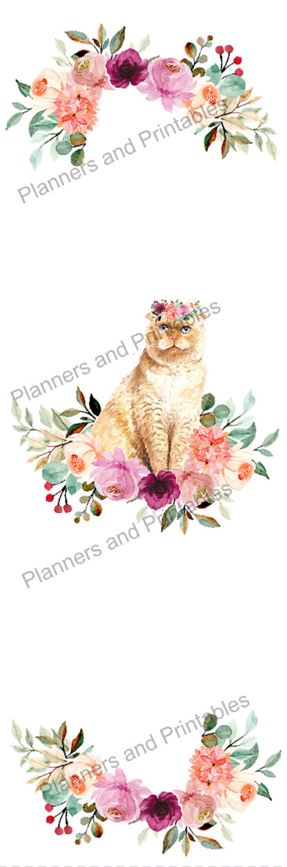 Set of 5 pretty Floral Cat themed Printable Bookmarks home printable PDF instant download - Image 8