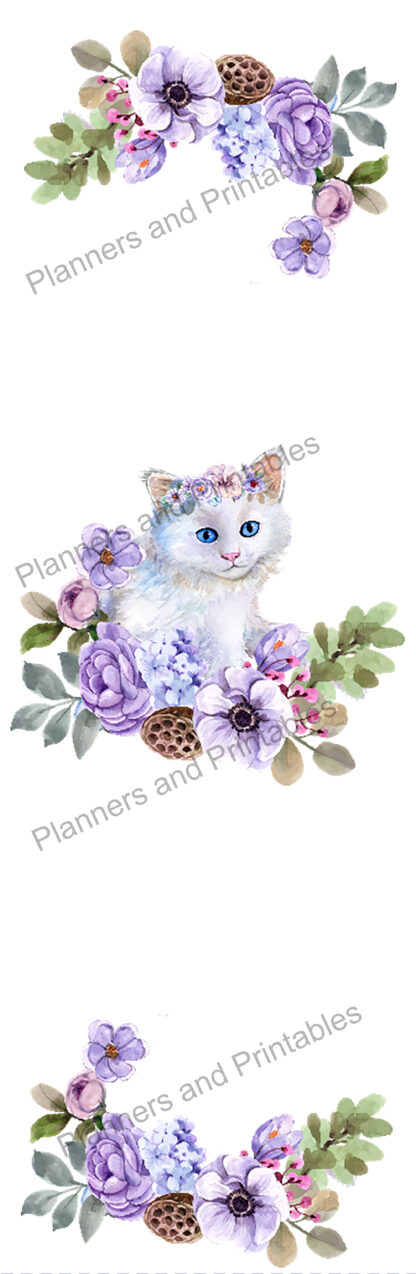 Set of 5 pretty Floral Cat themed Printable Bookmarks home printable PDF instant download - Image 10