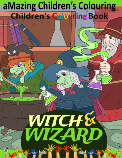 Children's Colouring book Witches and Wizards digital download for kids colouring pages