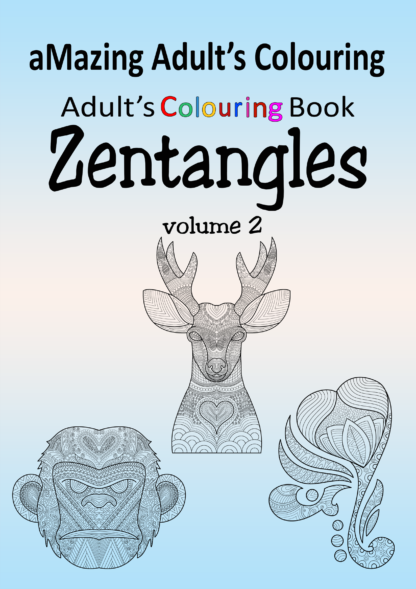 aMazing Adult Colouring Zentangles volume 2, 40 Animal and Heart themed Designs printable digital download for grownups colouring pages