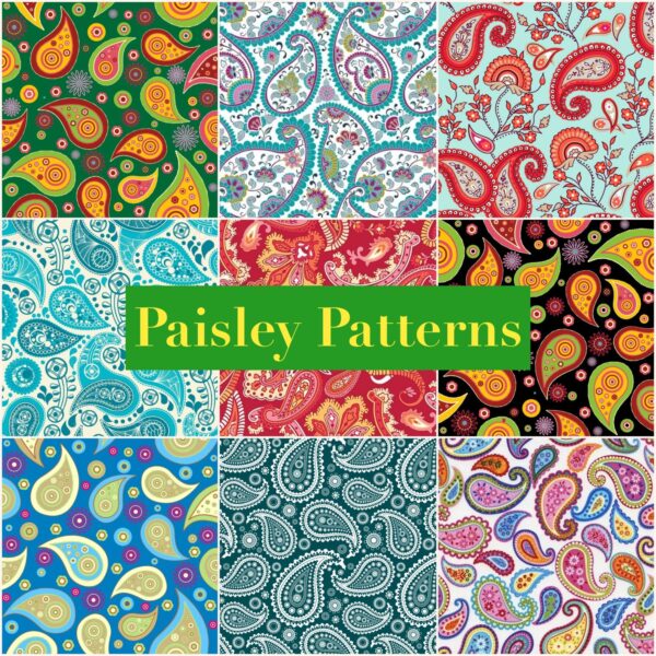 PRINTABLE Paisley Patterns  Digital Paper Pack Scrapbook Paper Set of 9 Sheets