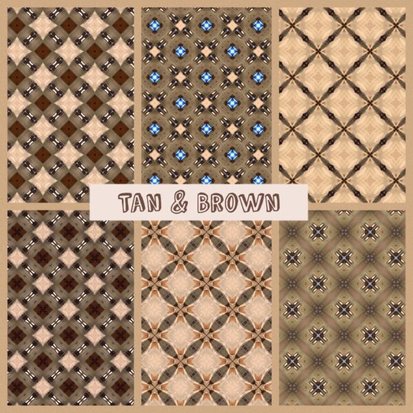 PRINTABLE Tan and Browns Digital Paper Pack Scrapbook Paper Set of 6 Sheets