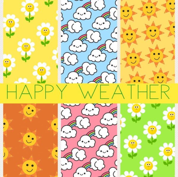 PRINTABLE Happy Weather Patterns  Digital Paper Pack Scrapbook Paper Set of 6 Sheets