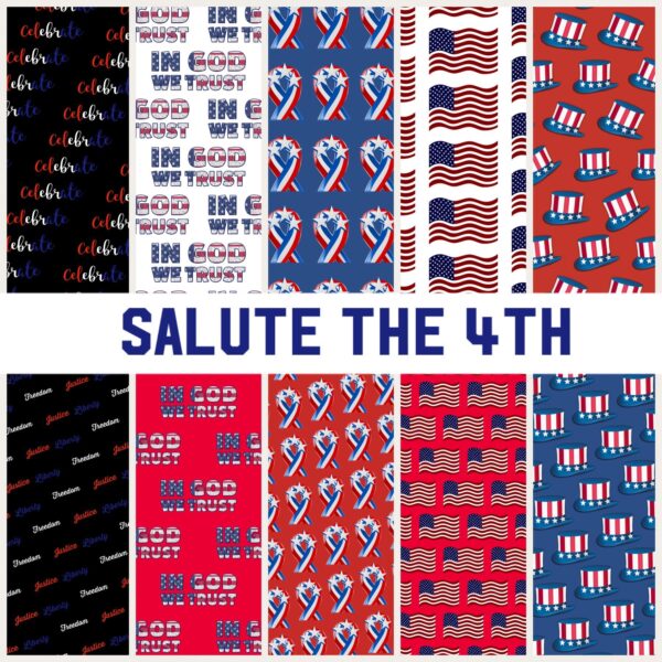 PRINTABLE Salute the 4th Digital Paper Pack Scrapbook Paper Set of 10 Sheets