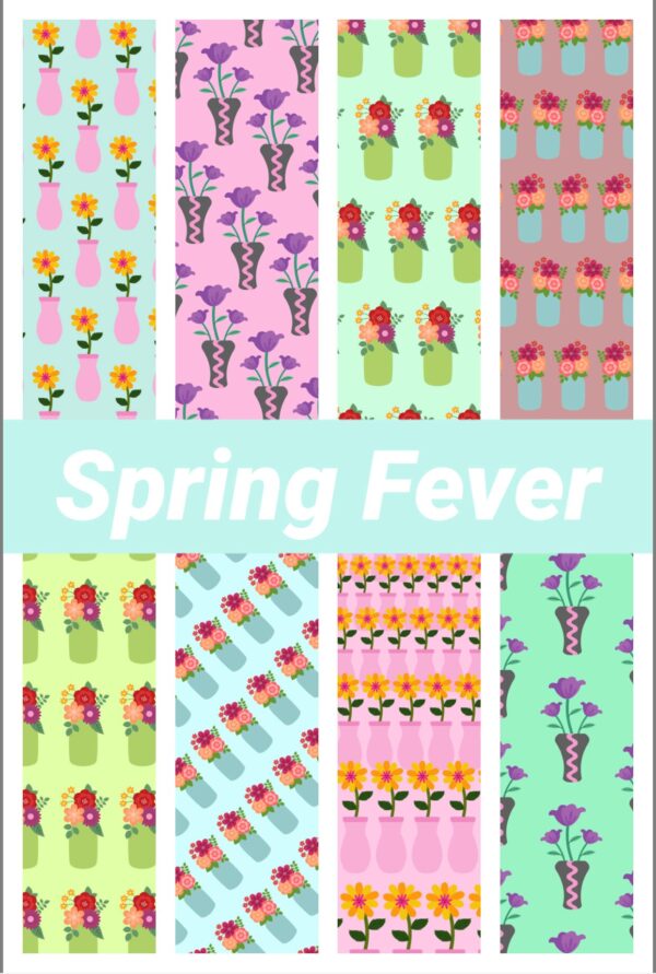 PRINTABLE "Spring Fever"  Digital Paper Pack Scrapbook Paper Set of 8  Sheets