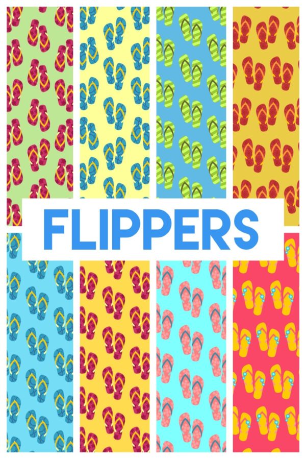 PRINTABLE "Flippers"  Digital Paper Pack Scrapbook Paper Set of 8  Sheets