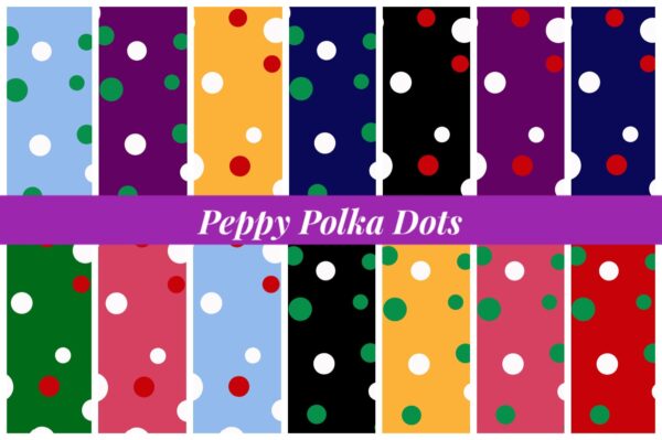 PRINTABLE Peppy Pocka Dots Digital Paper Pack Scrapbook Paper Set of 14Sheets