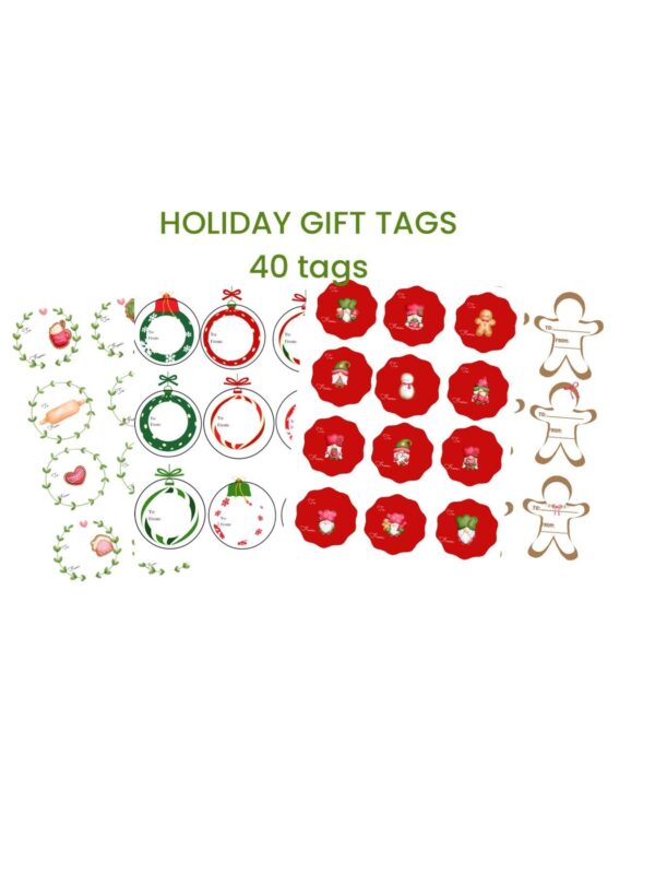 PRINTABLE Digital Gift Tags 40 Holiday To/From